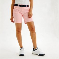 Spodenki do golfa chino damskie MW500. Czerwone szorty damskie INESIS, bez wzorów, z bawełny. Za 49.99 zł.
