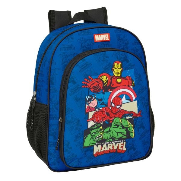 Plecak szkolny MARVEL Poliester 300D. Niebieskie plecaki damskie marvel, bez wzorów, z poliesteru. Za 146.85 zł.