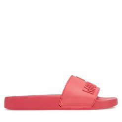Klapki LOVE MOSCHINO. Pomarańczowe klapki damskie Love Moschino, bez wzorów, bez obcasa. Za 259.99 zł.