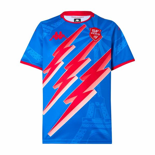 Koszulka wyjazdowa Stade Français 2025/26. Niebieskie t-shirty sportowe męskie Kappa, xl, z materiału, bez ramiączek, na fitness i siłownię. Za 370.00 zł.