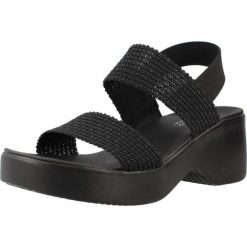 Sandały SKECHERS 119413S Czarny. Czarne sandały damskie Skechers, bez wzorów, z materiału, bez obcasa. Za 390.00 zł.