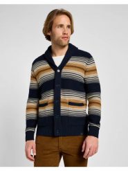 LEE MĘSKI SWETER FRONTIER CARDIGAN NAVY 112357966 LD47013678. Niebieskie swetry męskie Lee, m, bez wzorów, bez kołnierzyka. Za 199.99 zł.