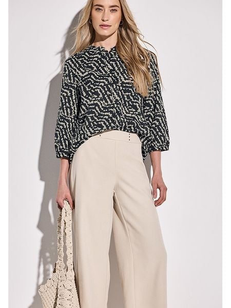 Street One Bluzka w kolorze czarno-beżowym rozmiar: 44. Czarne bluzki damskie Street One, bez wzorów, z bawełny, street, bez kołnierzyka, bez ramiączek. Za 152.26 zł.