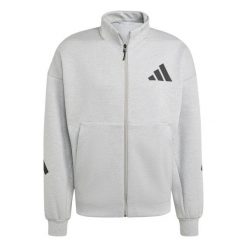 Bluza męska bez kaptura rozpinana ADIDAS M Z.N.E. TT S. Szare bluzy bez kaptura męskie Adidas, bez wzorów, z bawełny, sportowe, bez kołnierzyka, bez ramiączek. Za 439.00 zł.