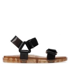 Sandały Melissa. Czarne sandały damskie Melissa, bez wzorów, bez obcasa, na płaskiej podeszwie. Za 271.99 zł.