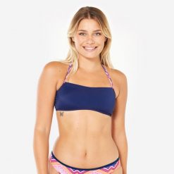 Góra kostiumu kąpielowego surfingowego damska Olaian Lori. Zielone bikini damskie OLAIAN, bez wzorów. Za 39.99 zł.