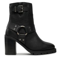 Botki Bronx. Czarne botki damskie Bronx, bez obcasa, na słupku, bez zapięcia. Za 709.99 zł.