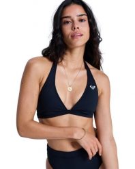 Trójkątny stanik bikini dla Kobiety SOLID ESSENTIALS Czarny. Szare bikini damskie Roxy, bez wzorów. Za 129.99 zł.