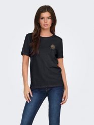 JDY Koszulka w kolorze czarnym rozmiar: L. Czarne bluzki damskie JDY, l, bez wzorów, z bawełny, bez kołnierzyka. Za 52.17 zł.