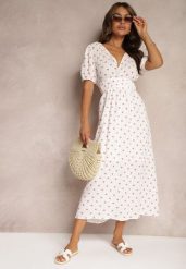 Biała Taliowana Sukienka z Bawełny z Gumką w Talii i Odkrytymi Plecami Wedrea. Białe sukienki damskie Renee, l, bez wzorów, z bawełny, eleganckie, bez kołnierzyka, bez ramiączek, maxi, dopasowane. W wyprzedaży za 167.99 zł.