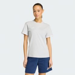 Koszulka Entrada26. Białe bluzki sportowe damskie Adidas, bez wzorów, z bawełny, bez ramiączek. Za 78.99 zł.