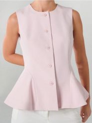 Kamizelka garniturowa z ozdobnymi przeszyciami - różowy. Czerwone kamizelki damskie Sinsay, l. Za 59.99 zł.