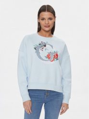 Guess Bluza W4RQ11 K9Z21 Błękitny. Niebieskie bluzy bez kaptura damskie Guess, xxl, z bawełny. Za 529.99 zł.