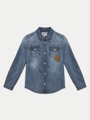 Guess Koszula jeansowa L5RH00 D4UE0 Granatowy Regular Fit. Niebieskie koszule chłopięce Guess, z aplikacjami, z bawełny, bez kołnierzyka, bez ramiączek. Za 179.99 zł.