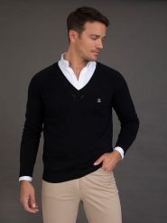 SIR RAYMOND TAILOR Sweter "Arma" w kolorze czarnym rozmiar: XXL. Czarne swetry męskie Sir Raymond Tailor, xxl, bez wzorów, z bawełny, bez kołnierzyka. Za 140.20 zł.