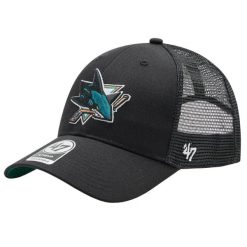 Czapka z daszkiem dla dorosłych 47 NHL San Jose Sharks Branson Cap. Czarne czapki męskie 47 Brand, bez wzorów, z bawełny. Za 99.99 zł.
