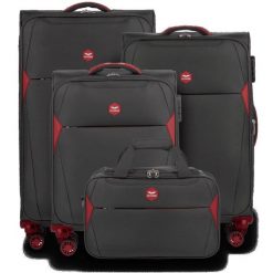 Zestaw 3 walizek DIPPER + torba podręczna Wings GREY. Szare torebki klasyczne damskie Wings, bez wzorów, z materiału, duże, bez dodatków. Za 679.00 zł.
