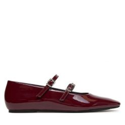 Baleriny DeeZee. Czerwone baleriny damskie DeeZee, bez wzorów, bez obcasa. Za 139.99 zł.