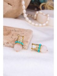 Pierres delicates Pozłacane kolczyki z kamieniami szlachetnymi rozmiar: onesize. Białe kolczyki damskie Pierres delicates, z cyrkonią, pozłacane. Za 78.28 zł.