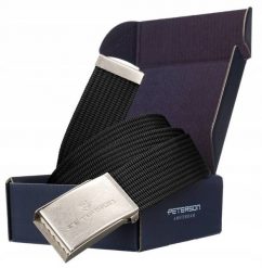 Pasek parciany Peterson [DH] PTN SILV-BLACK-2 czarny. Czarne paski męskie Peterson, bez wzorów, z jeansu, retro. Za 31.99 zł.