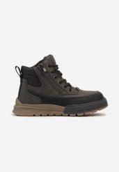 Szaro-Czarne Botki w Trekkingowym Stylu na Grubej Podeszwie Tiannora. Szare botki dziewczęce Born2be, bez wzorów, z jeansu, bez ramiączek. Za 159.99 zł.