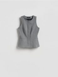 Kamizelka z przeszyciami - jasnoszary. Szare kamizelki damskie Reserved, l, z tkaniny. Za 159.99 zł.