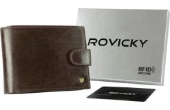 Portfel skórzany Rovicky N61L-RVT-3203 D.B c. brązowy. Brązowe portfele męskie ROVICKY, bez wzorów, ze skóry. Za 65.99 zł.