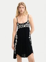 Desigual Sukienka letnia Cassatt 26SWVK42 Czarny Regular Fit. Czarne sukienki damskie Desigual, na lato, xl, bez wzorów, z wiskozy, bez kołnierzyka, bez ramiączek. Za 539.99 zł.