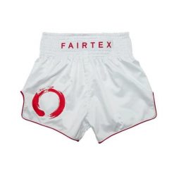 Spodenki Muay Thai ENSO Fairtex BS1918 Białe/Czerwone S. Białe szorty męskie FAIRTEX, bez kołnierzyka. Za 279.00 zł.