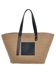 BLE Shopper bag w kolorze jasnobrązowo-czarnym - 47 x 27 cm rozmiar: onesize. Brązowe shopper bag damskie BLE, bez wzorów, z materiału, na ramię, bez dodatków. Za 61.46 zł.