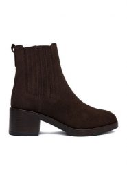GINO ROSSI Botki C-25781LM-KELLY Brązowy. Brązowe botki damskie Gino Rossi, ze skóry, bez obcasa, na słupku, bez zapięcia. Za 349.99 zł.