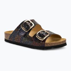 Klapki damskie Scholl Noelle Texf. Czarne klapki damskie Scholl, bez wzorów, bez obcasa. Za 289.99 zł.