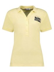 Geographical Norway Koszulka polo w kolorze żółtym rozmiar: M. Żółte bluzki damskie Geographical Norway, m, bez wzorów, bez kołnierzyka, bez ramiączek. Za 41.69 zł.