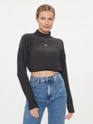 Tommy Jeans Sweter Badge DW0DW16519 Czarny Regular Fit. Czarne swetry klasyczne damskie Tommy Jeans, xl, z bawełny, bez kołnierzyka. Za 519.99 zł.