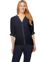 Heine Bluzka w kolorze granatowym rozmiar: 46. Niebieskie bluzki damskie Heine, bez wzorów, z wiskozy, bez kołnierzyka, bez ramiączek. Za 74.28 zł.