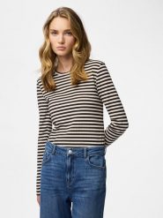 Pieces Koszulka w kolorze biało-brązowym rozmiar: XL. Białe bluzki damskie Pieces, xl, bez wzorów, bez kołnierzyka, bez ramiączek. Za 81.95 zł.