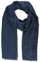 Lekki Szalik Wiosenno-Jesienny - Teer - Ciemnoniebieski w Kratę. Niebieskie szaliki męskie Teer, na jesień, bez wzorów, z materiału. Za 45.00 zł.