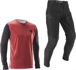 Komplet rowerowy (koszulka+spodnie) LEATT Ride Kit MTB Gravity 1.0. Czerwone spodnie materiałowe męskie LEATT, z aplikacjami, z tkaniny, wizytowe. Za 42,739.00 zł.