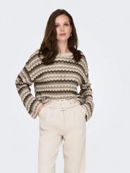 ONLY Sweter w kolorze beżowo-brązowym rozmiar: L. Brązowe swetry klasyczne damskie Only, l, bez kołnierzyka. Za 100.99 zł.