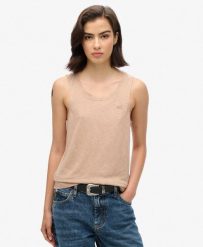 Superdry Top na ramiączkach z okrągłym dekoltem bawełna-lyocell – Light Taupe. Brązowe topy sportowe damskie Superdry., bez wzorów, z bawełny, bez ramiączek. Za 88.05 zł.