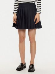 Tommy Hilfiger Spódnica plisowana WW0WW43626 Granatowy Regular Fit. Niebieskie spódniczki damskie Tommy Hilfiger, bez wzorów, z bawełny, plisowane. Za 629.99 zł.