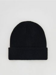 Czapka beanie z dodatkiem wełny - granatowy. Niebieskie czapki męskie Reserved, bez wzorów, z wełny. Za 69.99 zł.