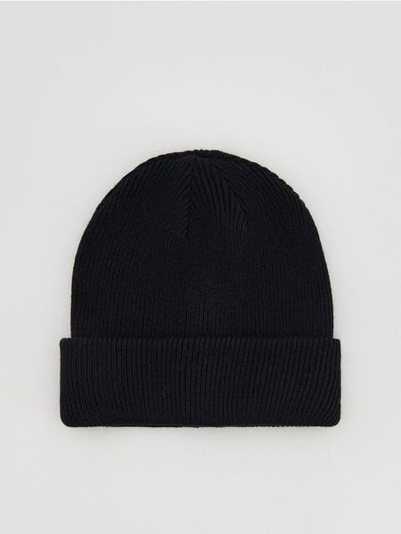 Czapka beanie z dodatkiem wełny - granatowy. Niebieskie czapki męskie Reserved, bez wzorów, z wełny. Za 69.99 zł.