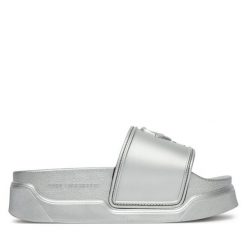 Klapki KARL LAGERFELD. Szare klapki damskie Karl Lagerfeld, bez wzorów, bez obcasa. Za 279.99 zł.