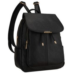 Miejski plecak damski mały czarny ze skóry ekologicznej Peterson PTN MBP-10-F19. Czarne plecaki damskie Peterson, bez wzorów, ze skóry ekologicznej. Za 89.99 zł.