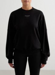 Damska bluza frotte, luźna, z okrągłym dekoltem Apparel Terry czarna. Czarne bluzy bez kaptura damskie Aim'n, xs, z dzianiny. Za 297.00 zł.