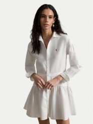Polo Ralph Lauren Sukienka koszulowa 211B22755002 Biały Regular Fit. Białe sukienki damskie Polo Ralph Lauren, bez wzorów, z bawełny, bez kołnierzyka, bez ramiączek, koszulowe. Za 1,019.00 zł.