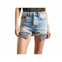 Spodenki turystyczne damskie Superdry Embroidery. Niebieskie szorty damskie Superdry., bez wzorów, z bawełny, sportowe. W wyprzedaży za 238.70 zł.
