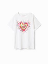 Desigual T-Shirt 23SGTK20 Biały Regular Fit. Białe koszulki dziewczęce Desigual, bez wzorów, z bawełny, bez ramiączek. Za 159.99 zł.