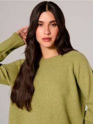 Sweter - zielony. Zielone swetry klasyczne damskie Sinsay, l, bez kołnierzyka. W wyprzedaży za 29.99 zł.